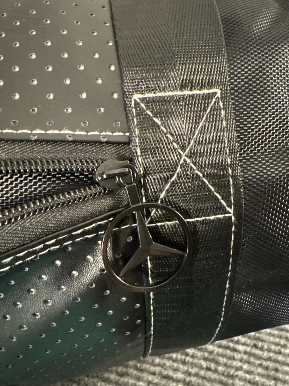 Mercedes-Benz Black Duffel Bag Gym Travel Weekender Logo Lining Shoulder Strap